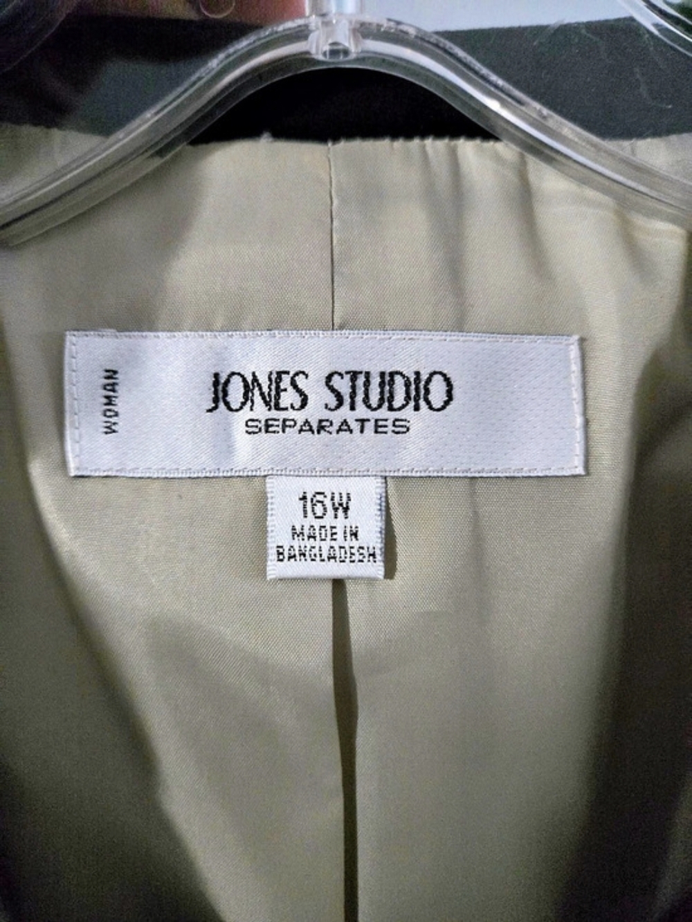 Jones New York Separates Trimmed Blazer Beige & Black Size 16W Like New - Picture 3 of 5
